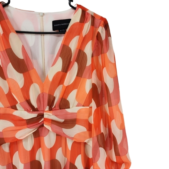 Donna Morgan Women's Retro Cream Coral Paradise Long Sleeve Maxi Dress - 4 - Picture 3 of 8